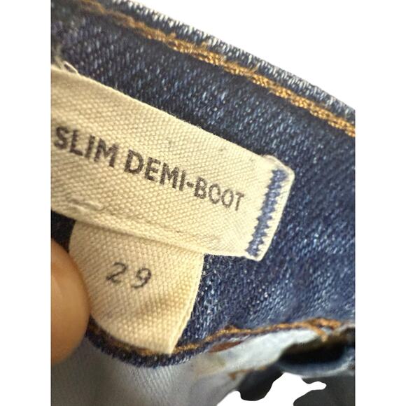 Madewell Slim Demi-Boot High Rise Raw Hem Denim Blue Jeans Size 29 - Picture 10 of 10